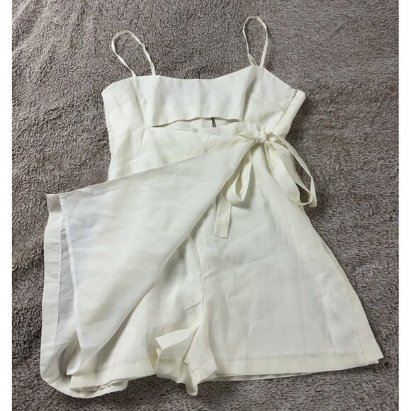 ZARA Women’s LINEN BLEND CUT OUT JUMPSUIT DRESS Size M New - Picture 10 of 15